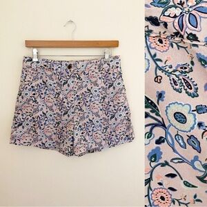 Boden High Waist Floral Shorts - Pink and Blue